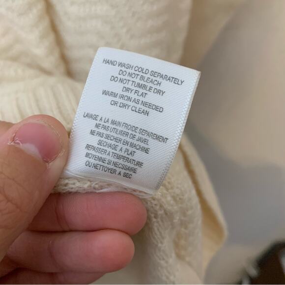 JOIE Wool Cashmere Cream Chevron Pattern Soft Sweater - Picture 6 of 8